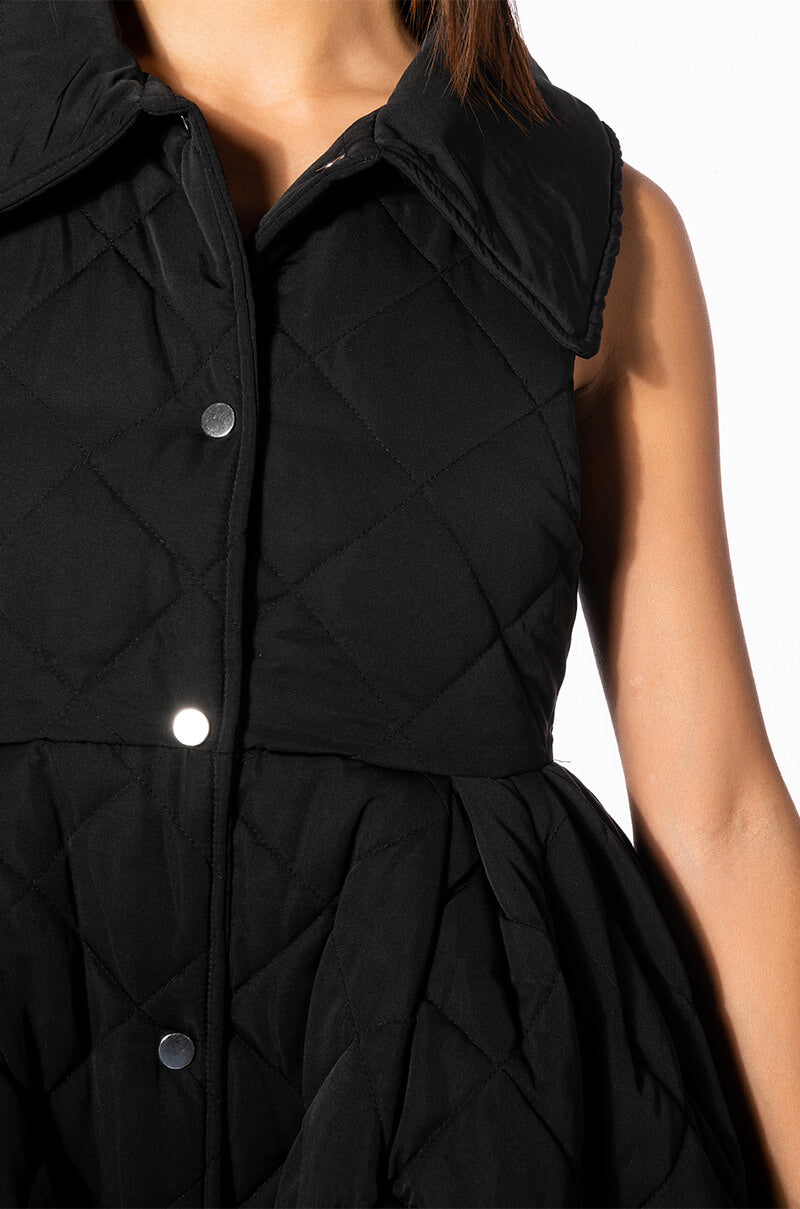 STEPPING OUT QUILTED PEPLUM VEST