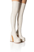 AZALEA WANG KIMBERLY THIGH HIGH BOOT IN WHITE