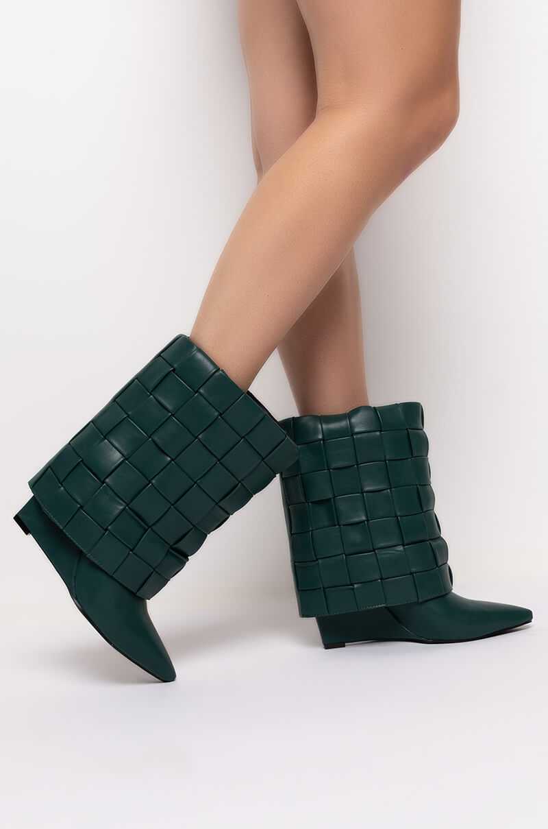 AZALEA WANG STUCK ON YOU WEDGE BOOTIE IN GREEN