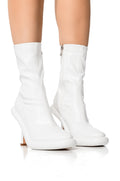 AZALEA WANG TARROW STILETTO PU BOOTIE IN WHITE