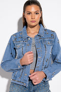 AZALEA WANG ERIKKA STUDDED DENIM JACKET