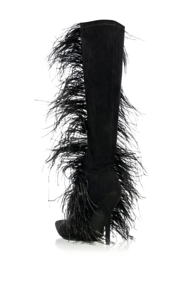 AZALEA WANG TORNADO FEATHER KNEE HIGH BOOT