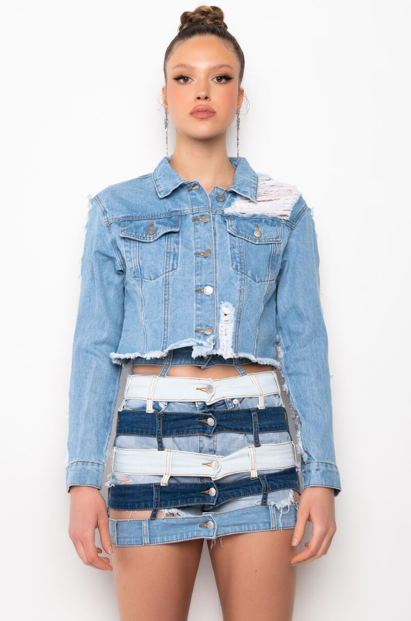 ULTRA DISTRESSED CROP DENIM JACKET