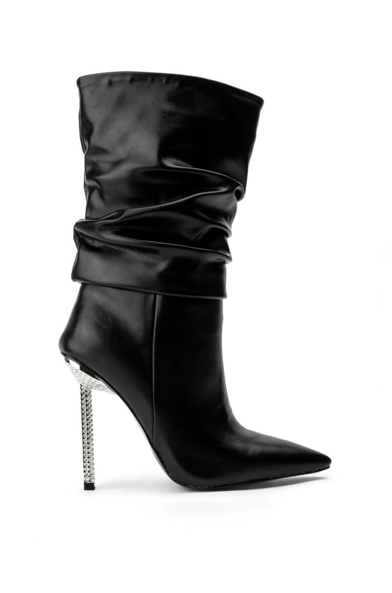 AZALEA WANG JAYLA SLOUCH STILETTO BOOTIE IN BLACK