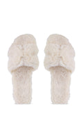AZALEA WANG WHITE FUZZY SLIP ON SANDAL