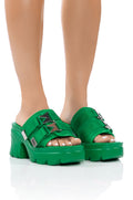 AZALEA WANG WICKER SLIP ON MULE IN GREEN