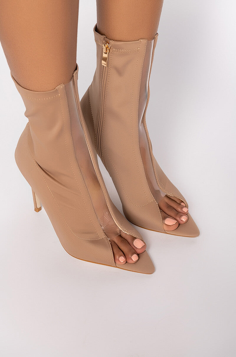 AZALEA WANG WORK FOR IT STILETTO BOOTIE IN BROWN