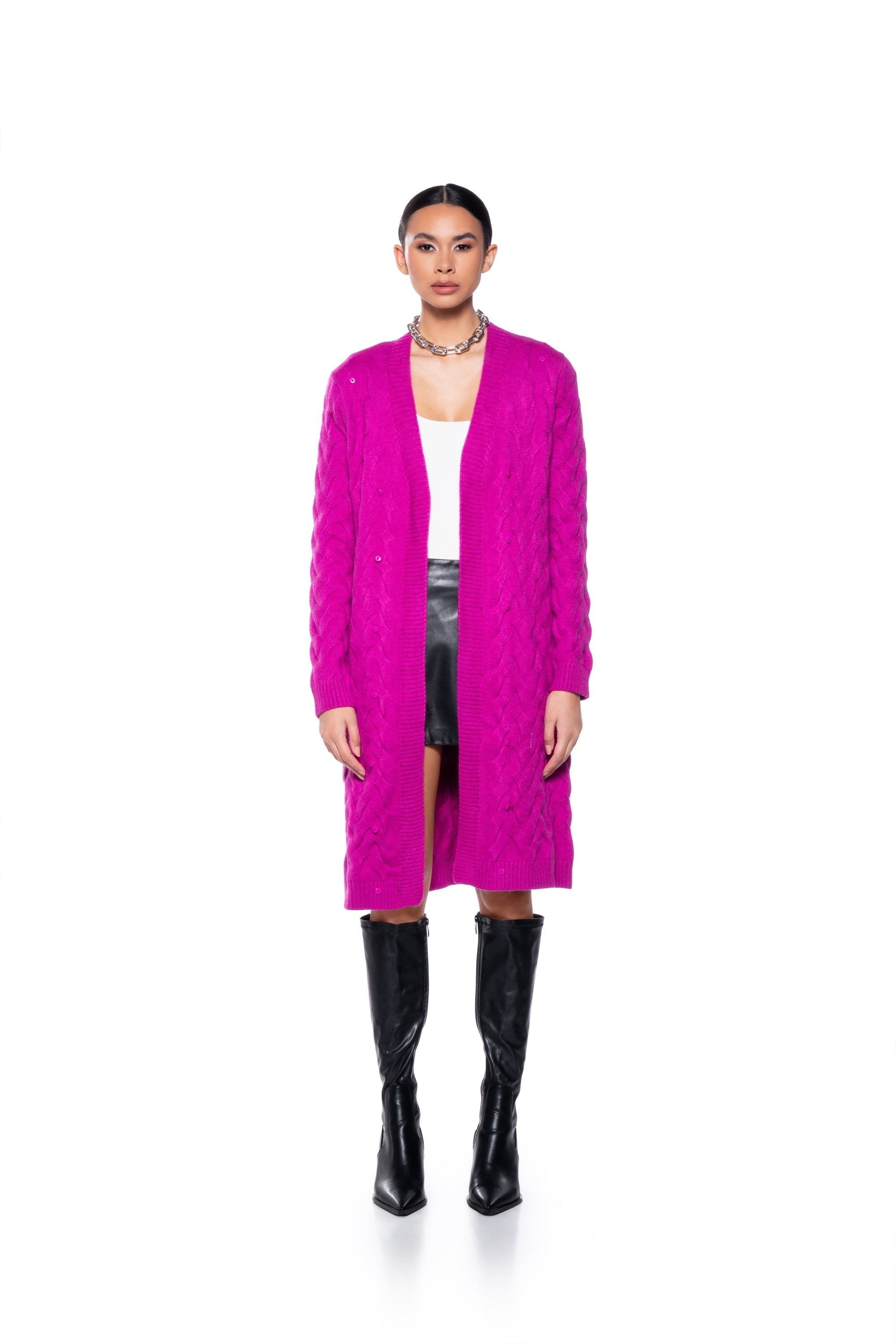 BABBS KNIT TRENCH WITH FAUX FUR LINING