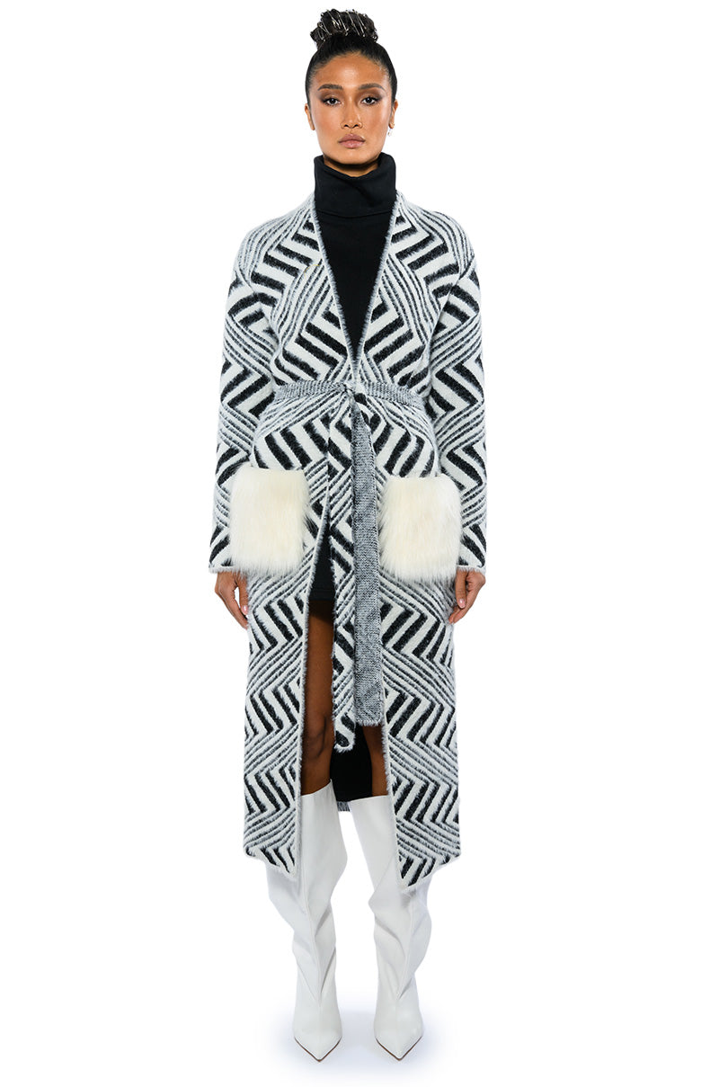 BACK TO BUSINESS FAUX FUR DETAIL CARDIGAN