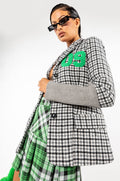 COLLEGIATE BACK TO SCHOOL PLAID BLAZER WITH THUMB HOLES