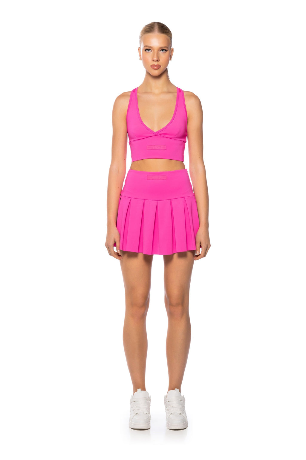 ITS THE PAXTON LUXE LONGLINE BRALETTE IN NEON PINK