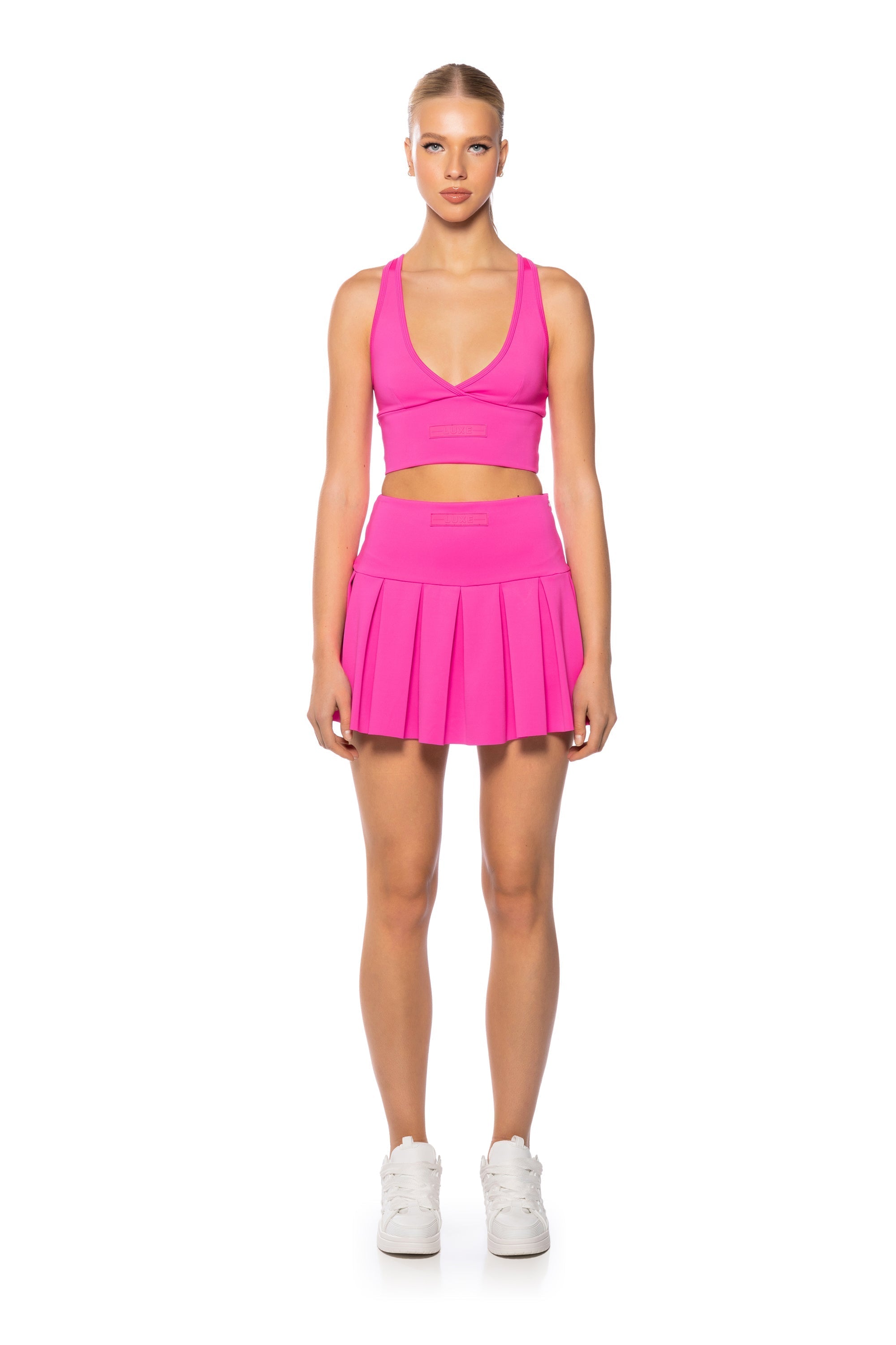 ITS THE PAXTON LUXE LONGLINE BRALETTE IN NEON PINK