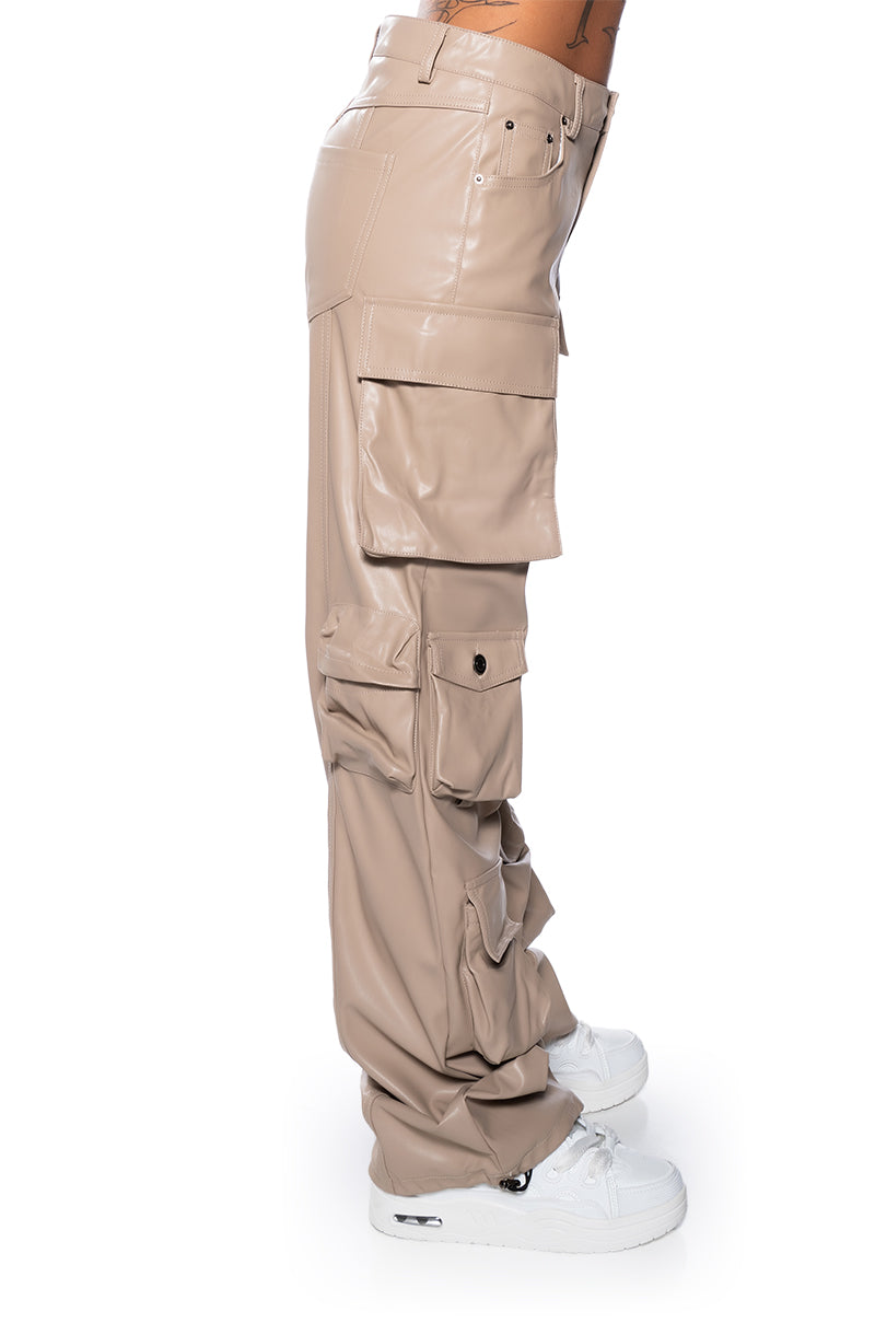 BASICALLY A MODEL PU CARGO PANT