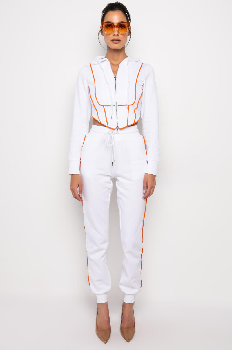 BATTER UP CONTRAST TRIM CROPPED HOODIE