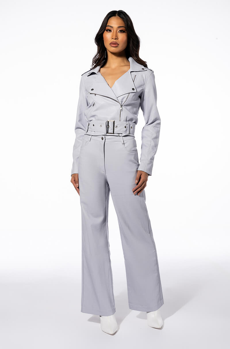 BE ABOUT IT FAUX LEATHER WIDE LEG PANTS
