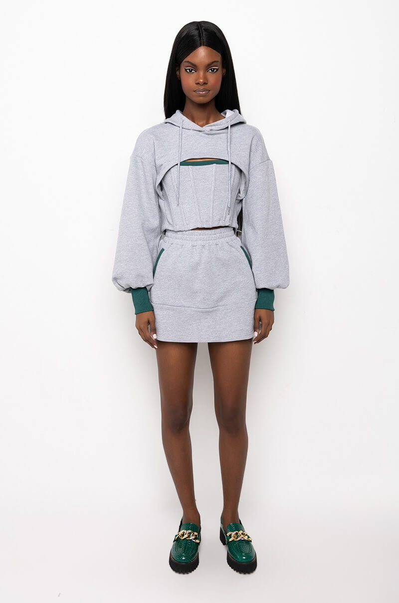 BEAM ME UP CORSET DETAIL CUTOUT SWEATSHIRT