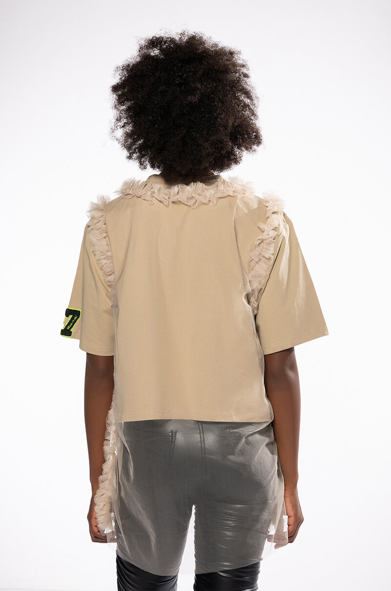 BEIGE RUFFLE TSHIRT