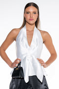 BELLE HALTER TOP PEPLUM BLOUSE