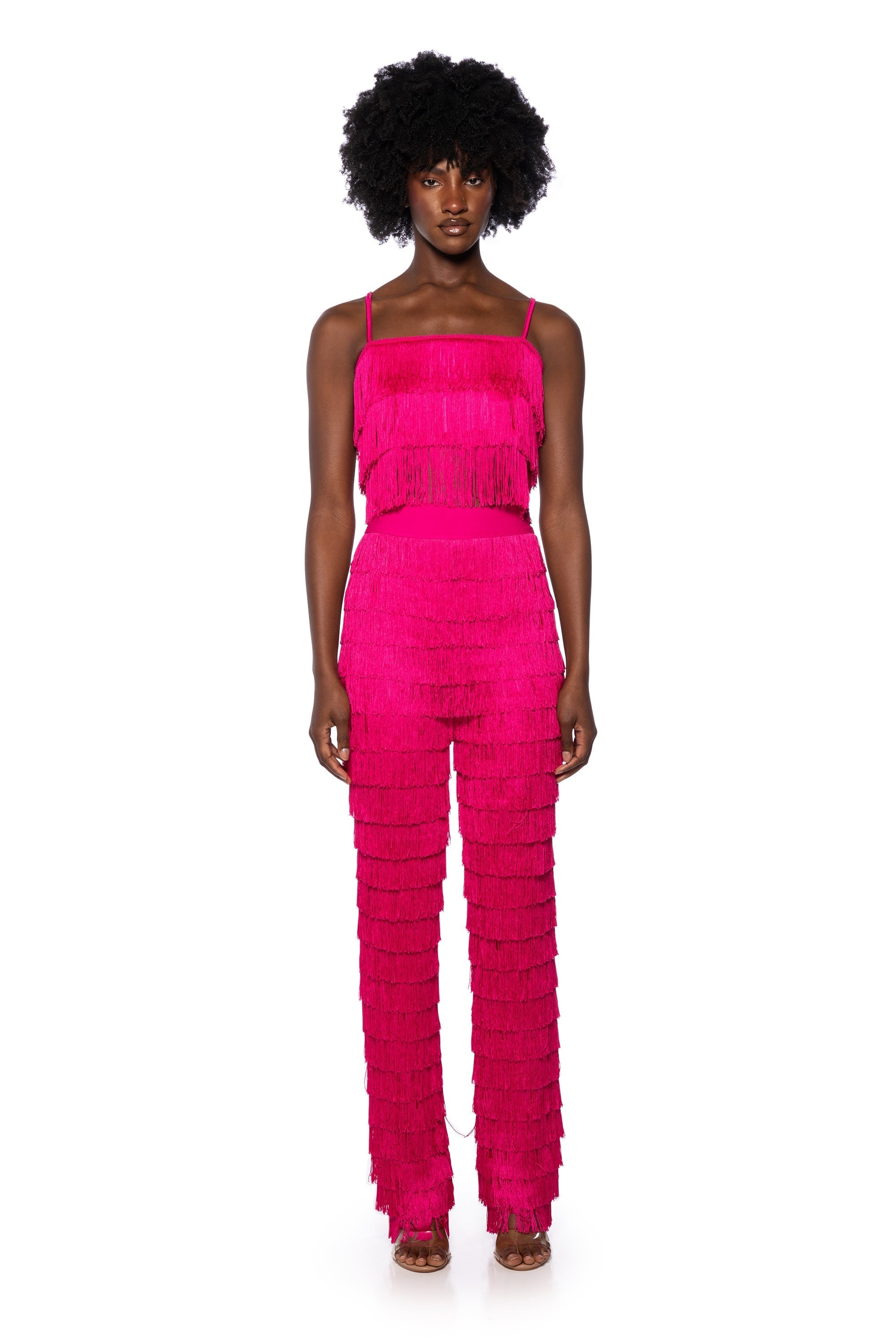 BEST EVER FRINGE WIDE LEG PANT IN FUCHSIA