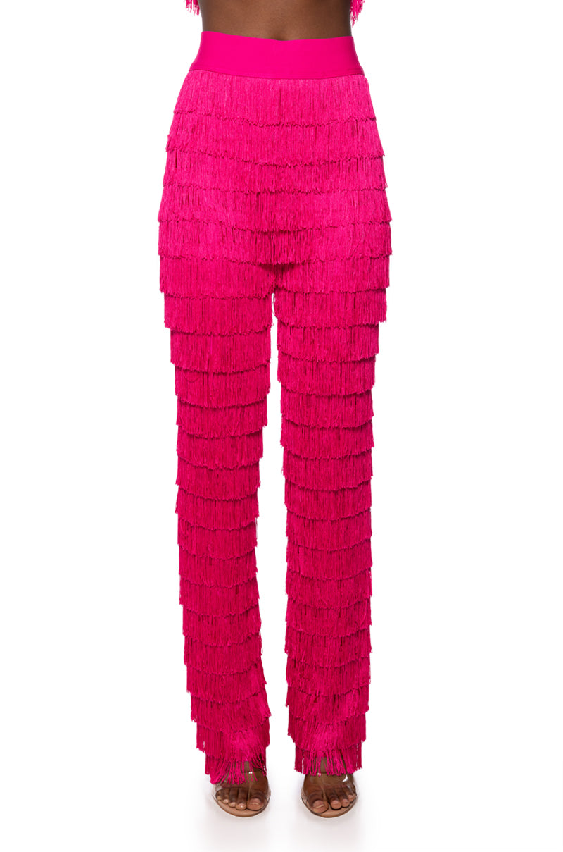 BEST EVER FRINGE WIDE LEG PANT IN FUCHSIA