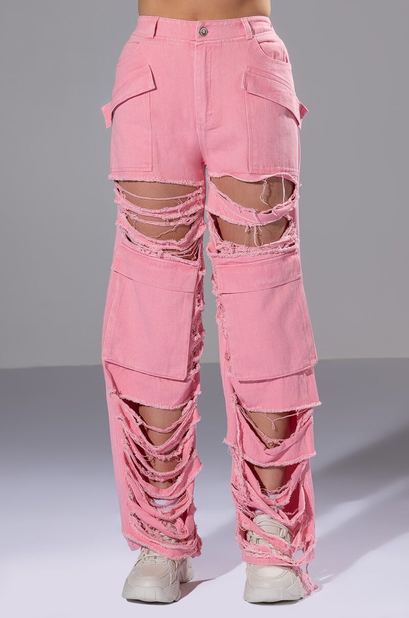 BESTIES FAVORITE DISTRESSED CARGO PANTS