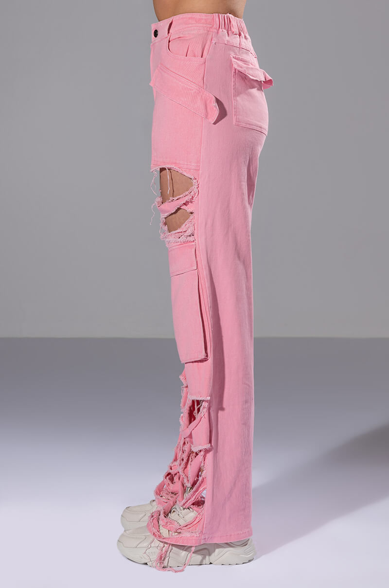 BESTIES FAVORITE DISTRESSED CARGO PANTS