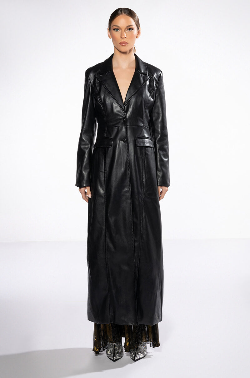 KIM LONG PU TRENCH WITH CHEETAH LINING