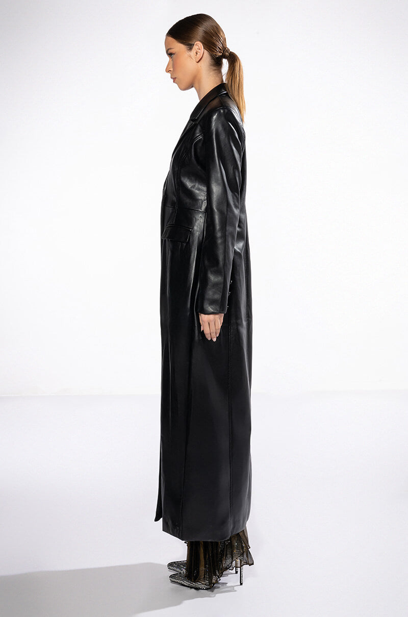 KIM LONG PU TRENCH WITH CHEETAH LINING