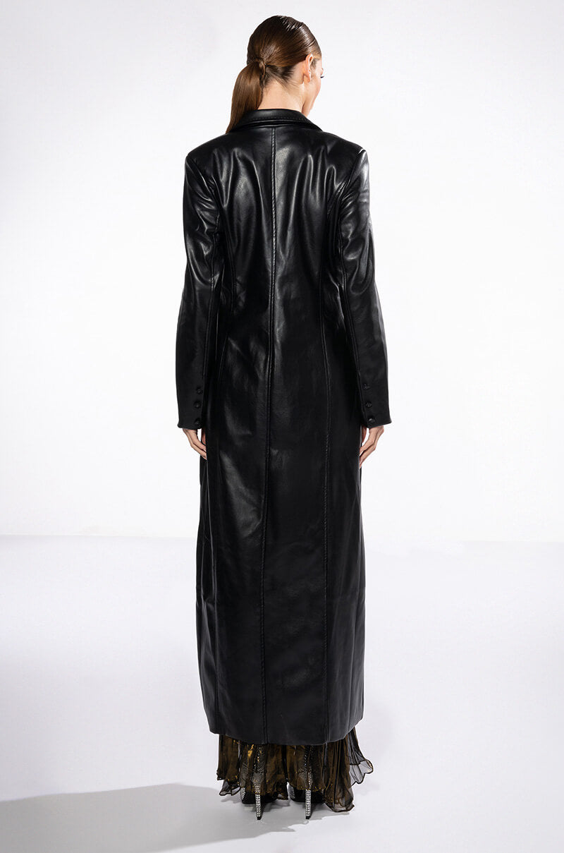 KIM LONG PU TRENCH WITH CHEETAH LINING