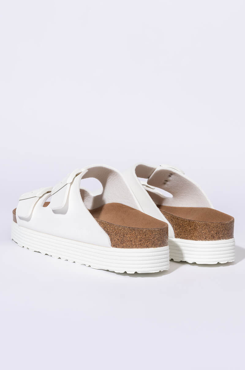 BIRKENSTOCK ARIZONA PLATFORM VEGAN BIRKO-FLOR WHITE SANDAL