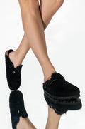 BIRKENSTOCK BOSTON SHEARLING SANDAL IN BLACK