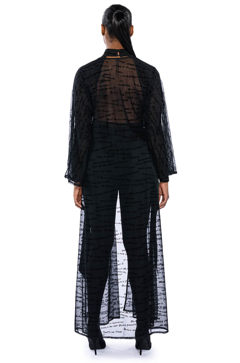 BLACK VILLAGE FOUNDATION LOGO MESH DUSTER