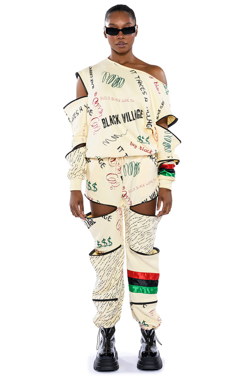 BLACK VILLAGE FOUNDATION ZIPPER DETAIL SWEATPANT