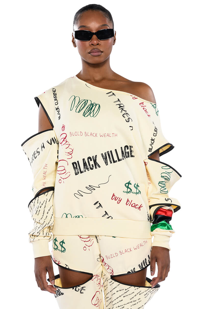 BLACK VILLAGE FOUNDATION ZIPPER DETAIL SWEATSHIRT