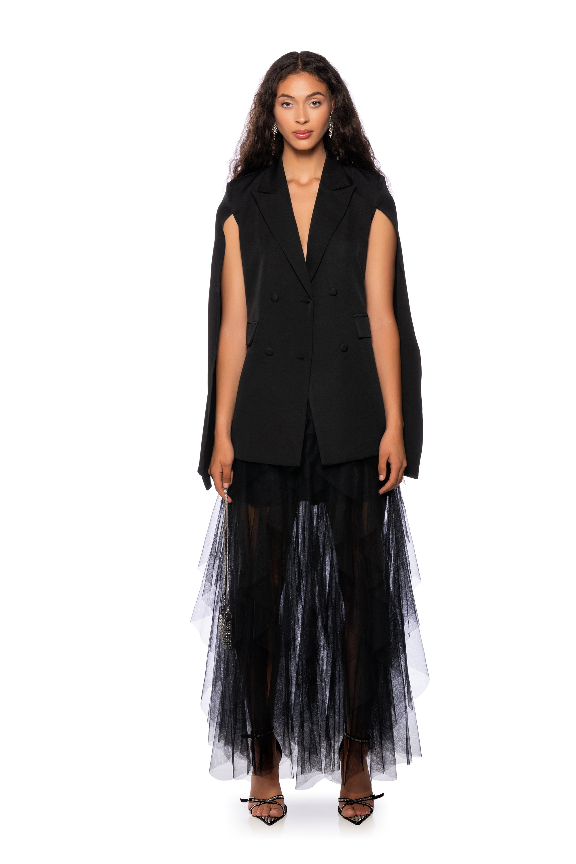 BLAZER CAPE IN BLACK