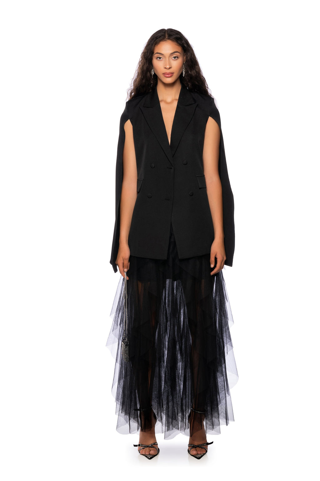 BLAZER CAPE IN BLACK