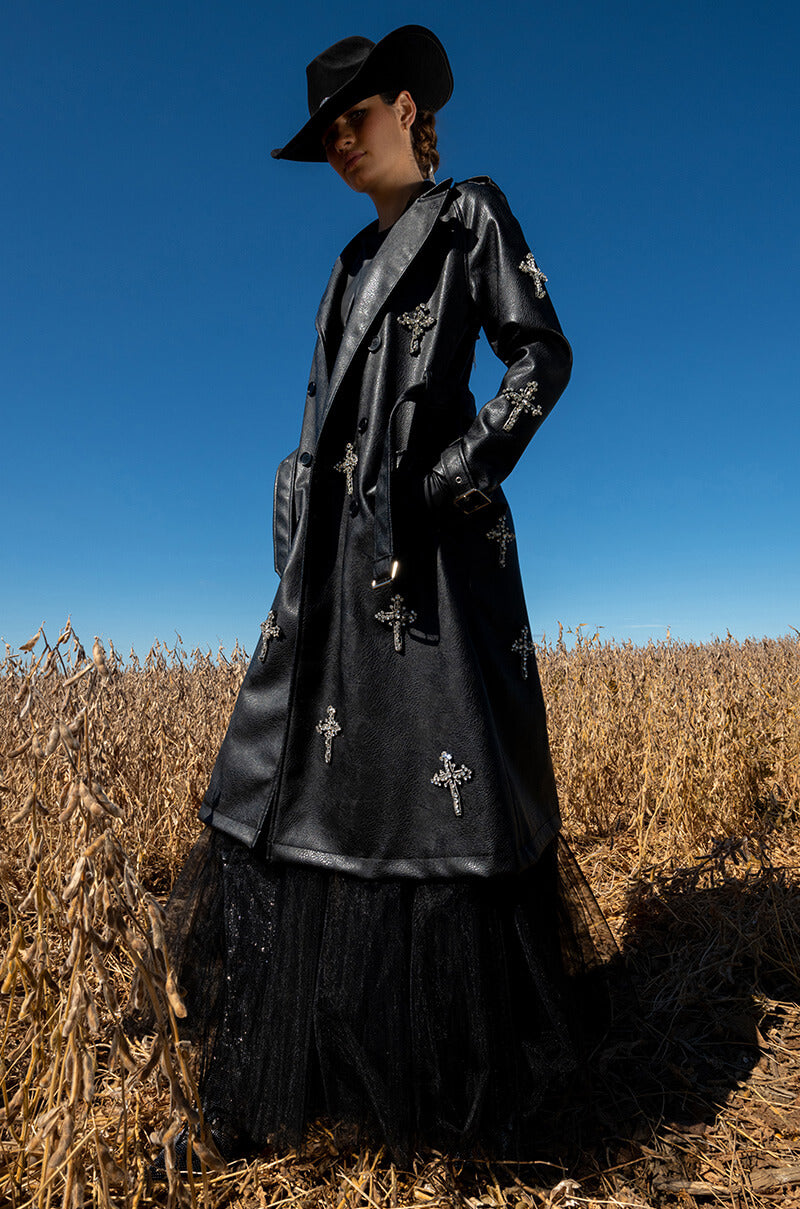 BLESSED AND WELL DRESSED PLEATHER TRENCH