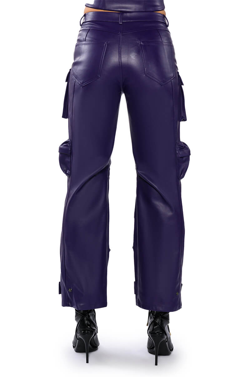 BONNE SOIREE CARGO FAUX LEATHER PANTS