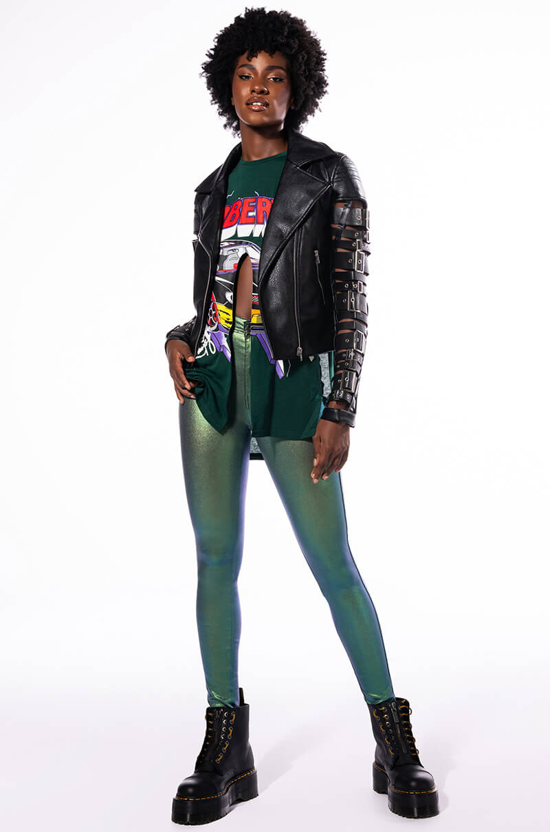 BORN TO SHINE METALLIC SKINNY PANTS