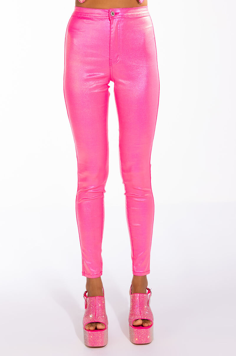 BORN TO SHINE METALLIC SKINNY PANTS