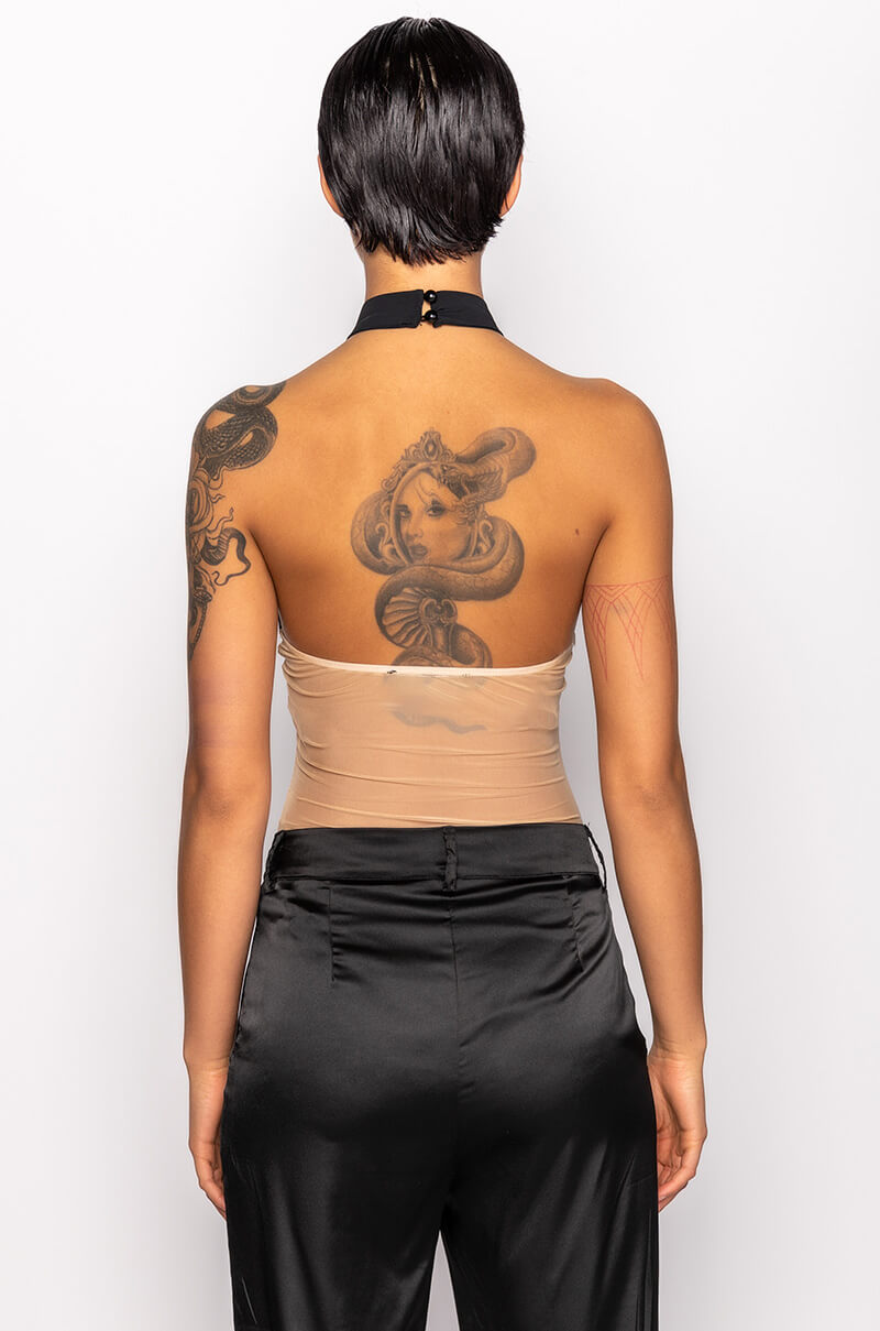 BOWIE ILLUSION EMBELLISHED MOCK NECK BODYSUIT