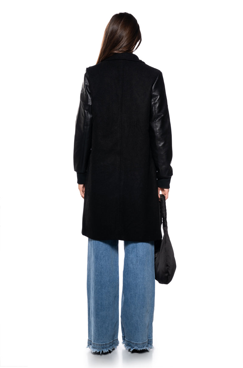 BRENTWOOD VARSITY TRENCH JACKET IN BLACK
