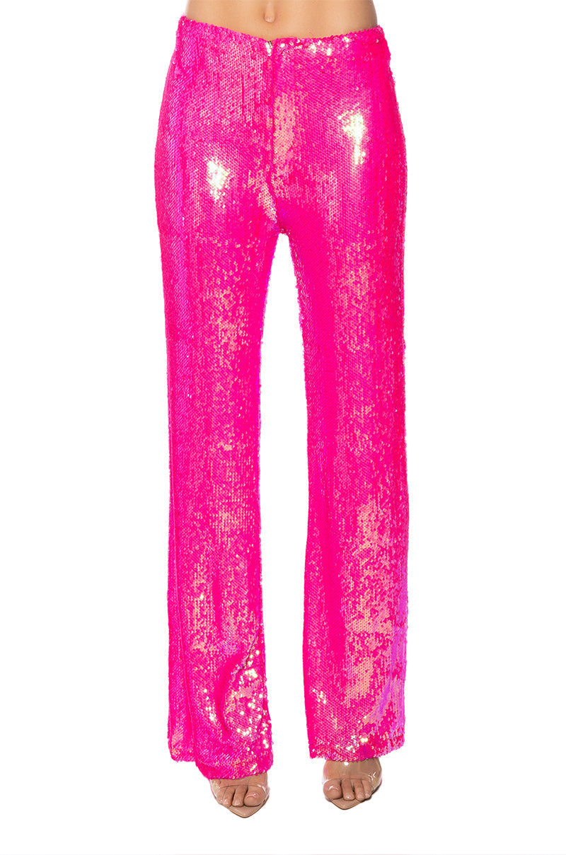 BRIGHT BRIGHT PINK SEQUIN TROUSER