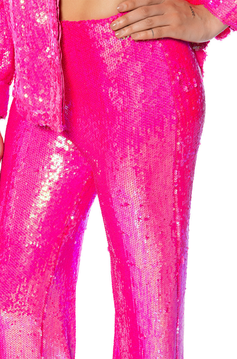 BRIGHT BRIGHT PINK SEQUIN TROUSER