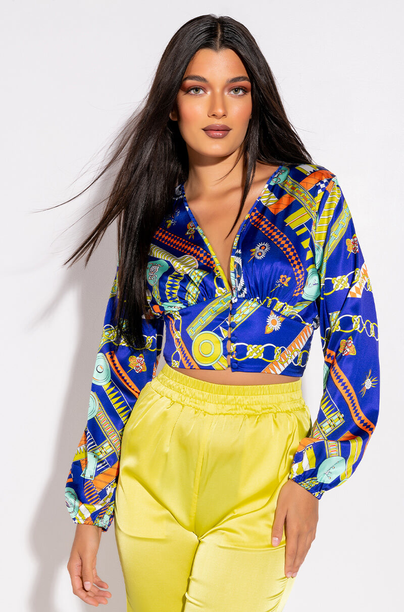 NARA DEEP V BUTTON UP BLOUSE