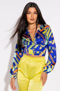 NARA DEEP V BUTTON UP BLOUSE