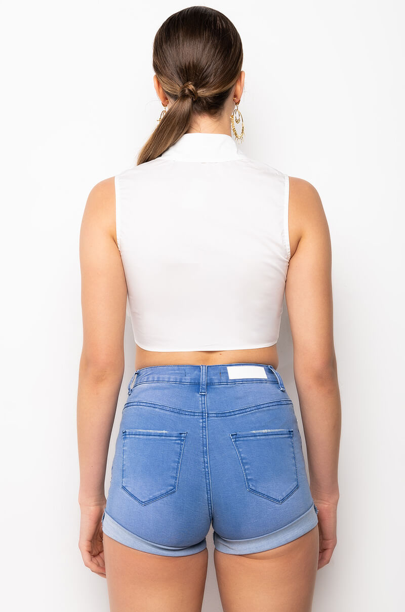 CADET SLEEVELESS TIE FRONT BUTTON DOWN