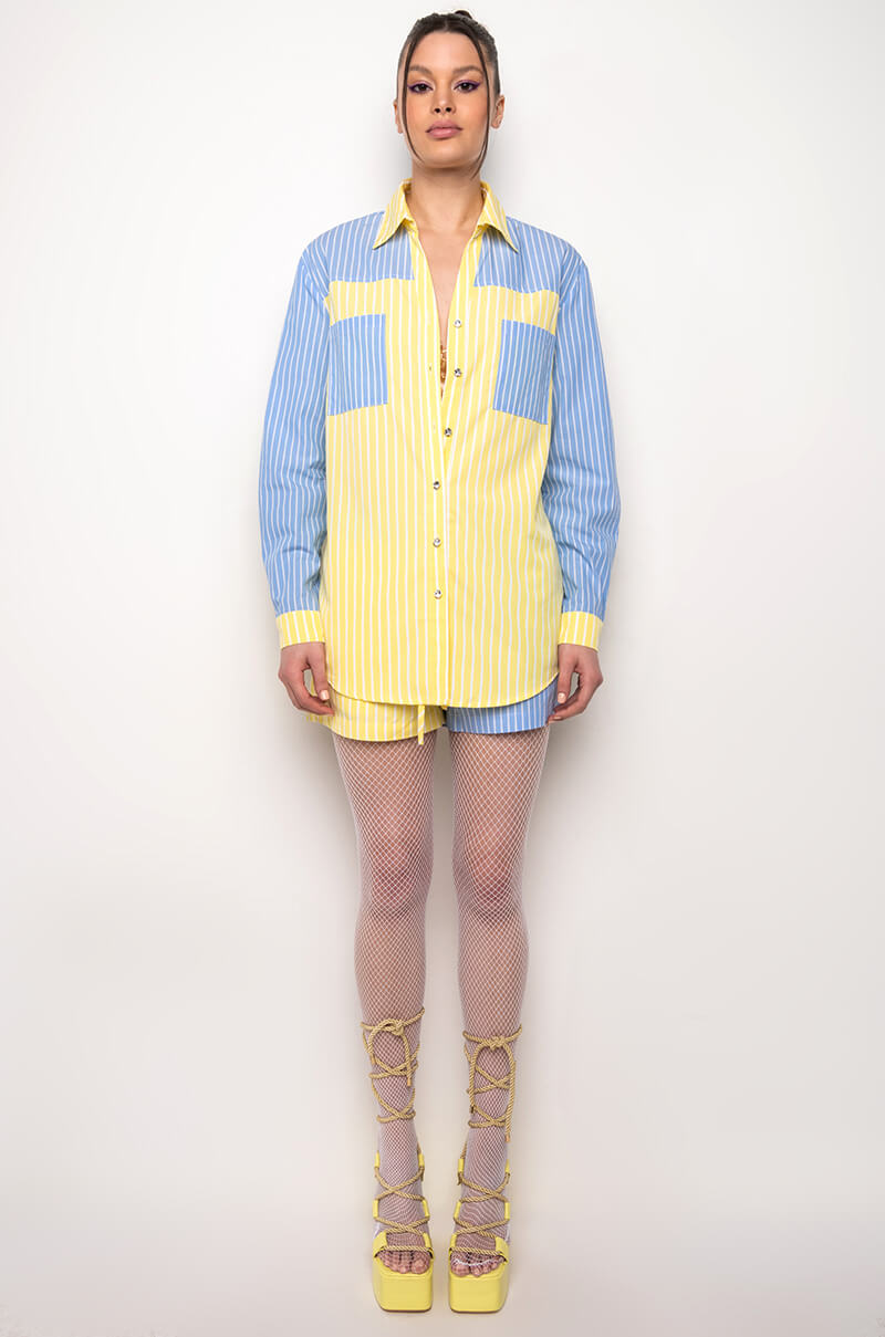 CALL BACK LATER COLORBLOCK POPLIN SHORT
