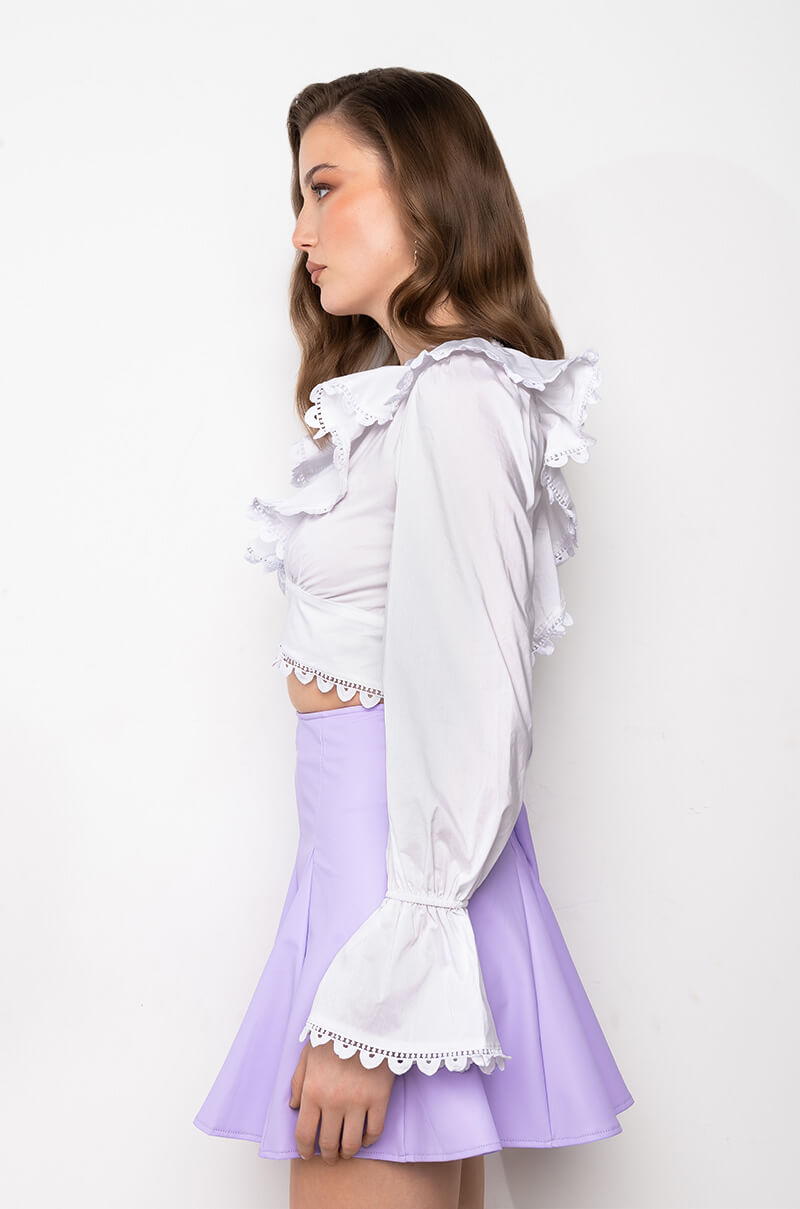 KIERA LACE UP BACK CROPPED BLOUSE