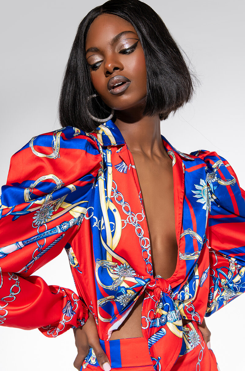 CAPRI SATIN TIE FRONT BODYSUIT